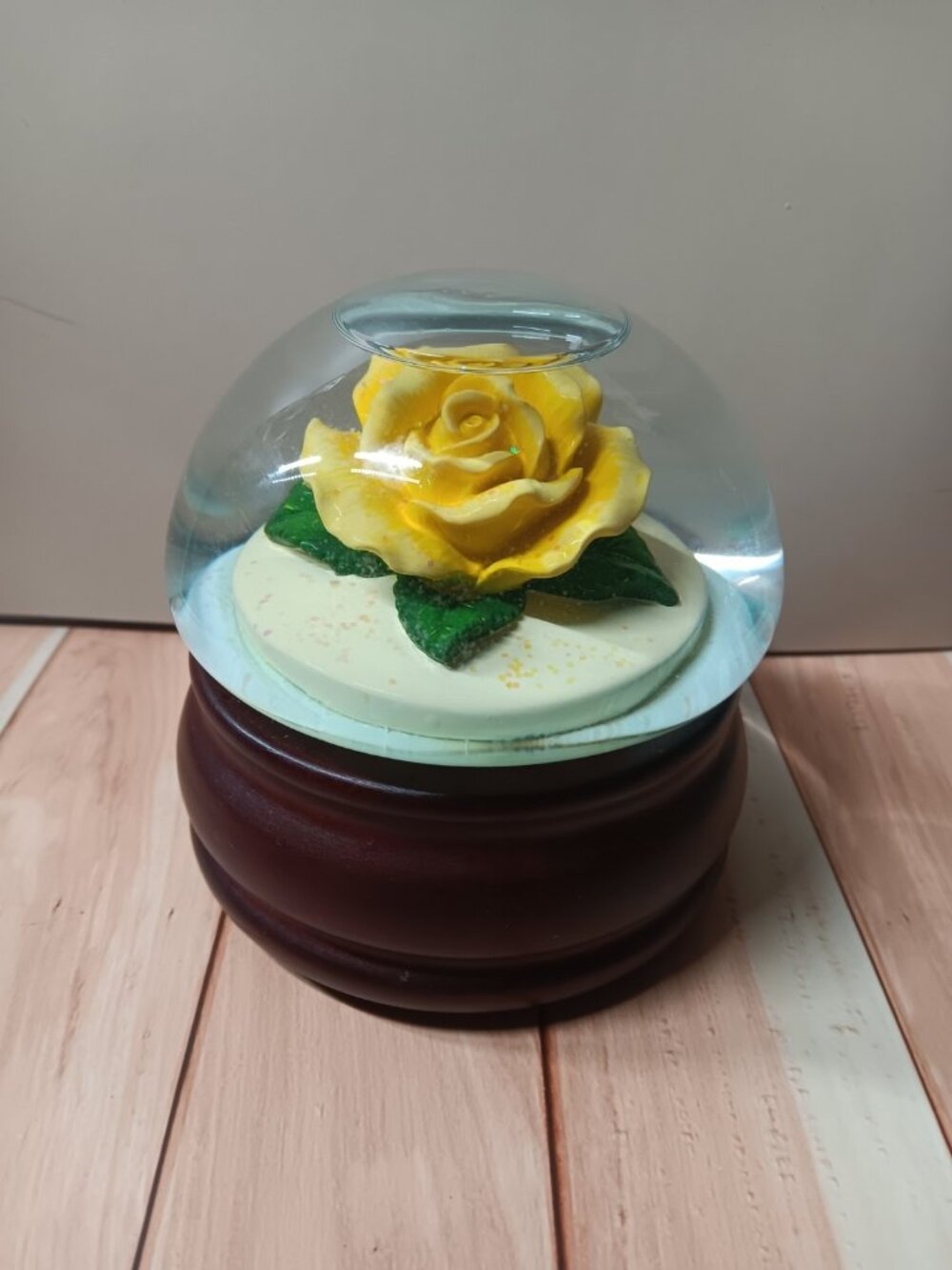 San Francisco Music Box Musical Water Globe You Are My Sunshine Rare Yellow Rose